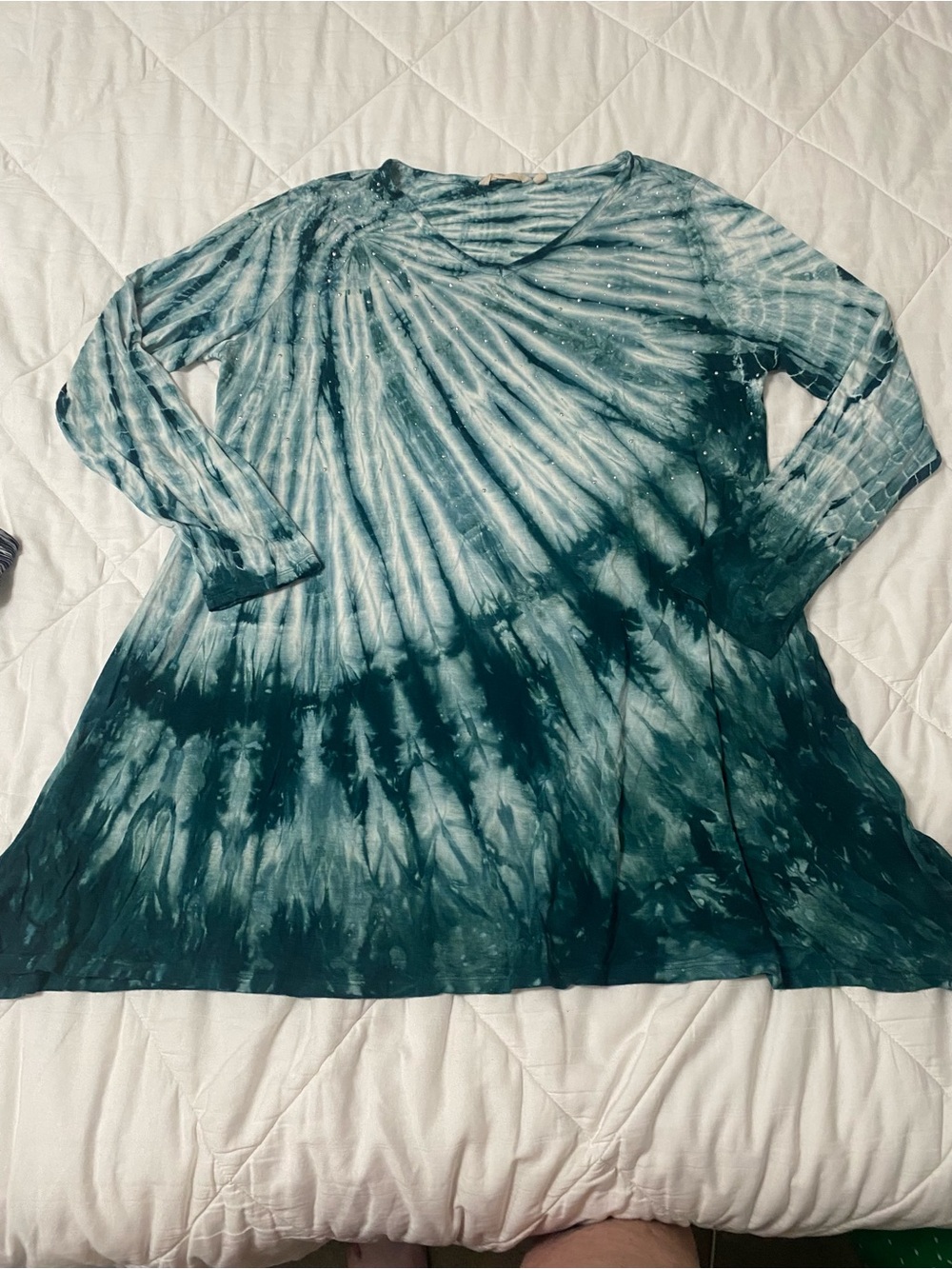 Soft Surroundings Teal Tie-Dye Long Sleeve Tunic XL